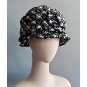 AUGUST Black/White Wool Bowler Hat sz OS